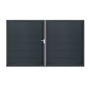 Groja BasicLine Steckzaun Doppeltor DIN Rechts Sonderbreite H:180cm anthrazitgrau DB703