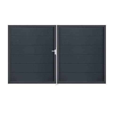 Groja BasicLine Steckzaun Doppeltor DIN Rechts Sonderbreite H:180cm anthrazitgrau DB703