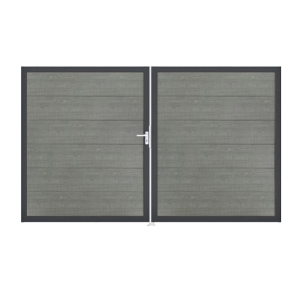 Groja BasicLine Steckzaun Doppeltor DIN Rechts Sonderbreite H:180cm Grey Ash Cut DB703