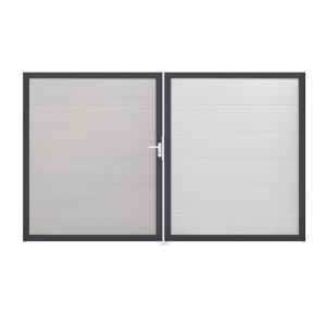 Groja BasicLine Steckzaun Doppeltor DIN Rechts Sonderbreite H:180cm weiss DB703