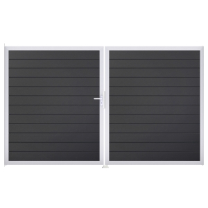 Groja BasicLine Steckzaun schmal Doppeltor DIN Rechts Sonderbreite H:180cm anthrazitgrau EV1