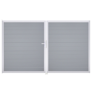 Groja BasicLine Steckzaun schmal Doppeltor DIN Rechts Sonderbreite H:180cm silbergrau EV1