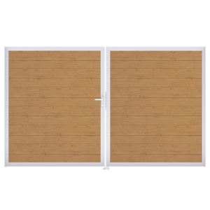 Groja BasicLine Steckzaun schmal Doppeltor DIN Rechts Sonderbreite H:180cm Asteiche natur EV1