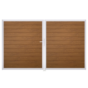 Groja BasicLine Steckzaun schmal DIN Rechts Doppeltor Sonderbreite H:180cm Golden Oak EV1
