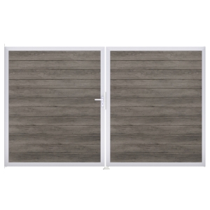 Groja BasicLine Steckzaun schmal Doppeltor DIN Rechts Sonderbreite H:180cm Monument Oak  EV1