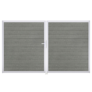 Groja BasicLine Steckzaun schmal Doppeltor DIN Rechts Sonderbreite H:180cm Grey Ash Cut EV1