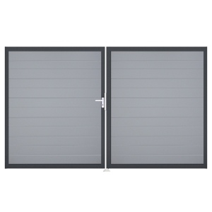 Groja BasicLine Steckzaun schmal Doppeltor DIN Rechts Sonderbreite H:180cm silbergrau DB703