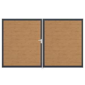 Groja BasicLine Steckzaun schmal Doppeltor DIN Rechts Sonderbreite H:180cm Asteiche natur DB703