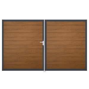 Groja BasicLine Steckzaun schmal Doppeltor DIN Rechts Sonderbreite H:180cm Golden Oak DB703