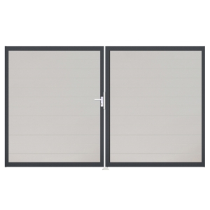 Groja BasicLine Steckzaun schmal Doppeltor DIN Rechts Sonderbreite H:180cm weiss DB703