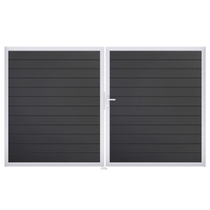 Groja BasicLine Steckzaun schmal Doppeltor DIN Links Sonderbreite H:180cm anthrazitgrau EV1