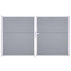 Groja BasicLine Steckzaun schmal Doppeltor DIN Links Sonderbreite H:180cm silbergrau EV1