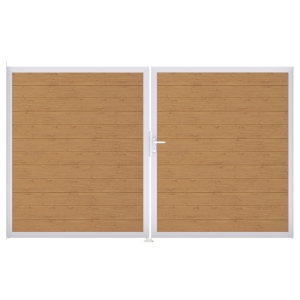 Groja BasicLine Steckzaun schmal Doppeltor DIN Links Sonderbreite H:180cm Asteiche natur EV1