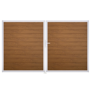 Groja BasicLine Steckzaun schmal DIN Links Rechts Doppeltor Sonderbreite H:180cm Golden Oak EV1