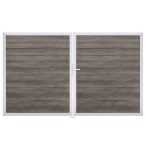 Groja BasicLine Steckzaun schmal Doppeltor DIN Links Sonderbreite H:180cm Monument Oak  EV1