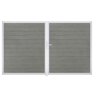 Groja BasicLine Steckzaun schmal Doppeltor DIN Links Sonderbreite H:180cm Grey Ash Cut EV1