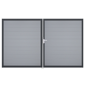 Groja BasicLine Steckzaun schmal Doppeltor DIN Links Sonderbreite H:180cm silbergrau DB703