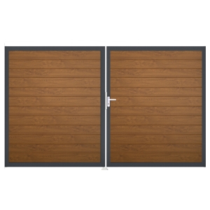 Groja BasicLine Steckzaun schmal Doppeltor DIN Links Sonderbreite H:180cm Golden Oak DB703