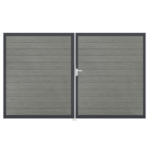 Groja BasicLine Steckzaun schmal Doppeltor DIN Links Sonderbreite H:180cm Grey Ash Cut DB703