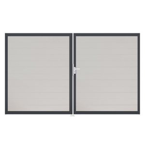 Groja BasicLine Steckzaun schmal Doppeltor DIN Links Sonderbreite H:180cm weiss DB703