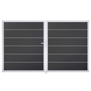 Groja BasicLine Steckzaun Premium Doppeltor DIN Rechts Sonderbreite H:180cm anthrazitgrau EV1