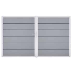 Groja BasicLine Steckzaun Premium Doppeltor DIN Rechts Sonderbreite H:180cm silbergrau EV1