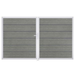 Groja BasicLine Steckzaun Premium Doppeltor DIN Rechts Sonderbreite H:180cm Grey Ash Cut EV1