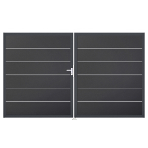 Groja BasicLine Steckzaun Premium Doppeltor DIN Rechts Sonderbreite H:180cm anthrazitgrau DB703