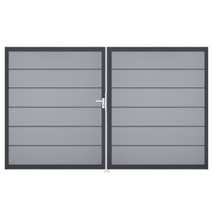 Groja BasicLine Steckzaun Premium Doppeltor DIN Rechts Sonderbreite H:180cm silbergrau DB703