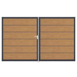 Groja BasicLine Steckzaun Premium Doppeltor DIN Rechts Sonderbreite H:180cm Asteiche natur DB703