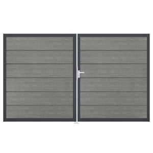 Groja BasicLine Steckzaun Premium Doppeltor DIN Rechts Sonderbreite H:180cm Grey Ash Cut DB703