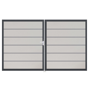 Groja BasicLine Steckzaun Premium Doppeltor DIN Rechts Sonderbreite H:180cm weiss DB703