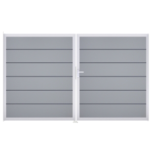 Groja BasicLine Steckzaun Premium Doppeltor DIN Links Sonderbreite H:180cm silbergrau EV1