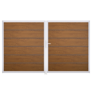 Groja BasicLine Steckzaun Premium DIN Links Doppeltor Sonderbreite H:180cm Golden Oak EV1