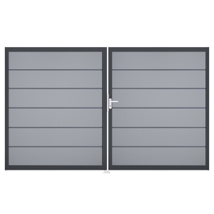 Groja BasicLine Steckzaun Premium Doppeltor DIN Links Sonderbreite H:180cm silbergrau DB703