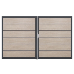 Groja BasicLine Steckzaun Premium Doppeltor DIN Links Sonderbreite H:180cm Sheffield Oak DB703