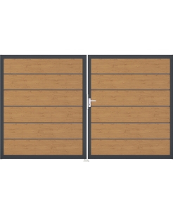 Groja BasicLine Steckzaun Premium Doppeltor DIN Links Sonderbreite H:180cm Asteiche natur DB703