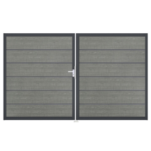 Groja BasicLine Steckzaun Premium Doppeltor DIN Links Sonderbreite H:180cm Grey Ash Cut DB703