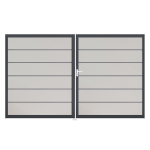 Groja BasicLine Steckzaun Premium Doppeltor DIN Links Sonderbreite H:180cm weiss DB703