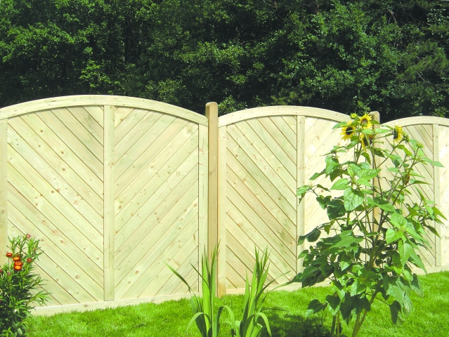 Massivzaun Piemont 180x180-160cm Rundbogen geschlossen aus Fichte kdi gr&uuml;n