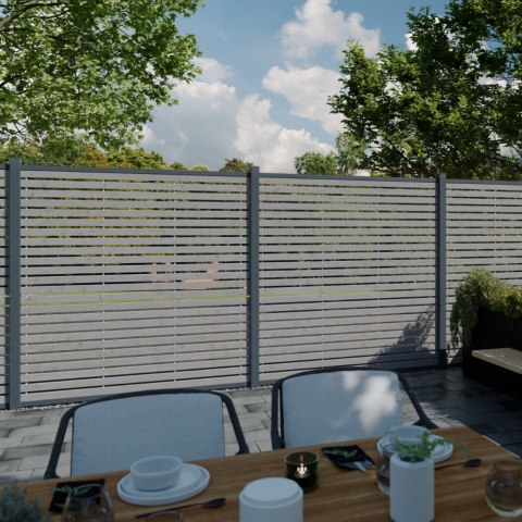 Sichtschutzzaun Nizza Fichte Granit 180x180 Bausatz (4-teilig)