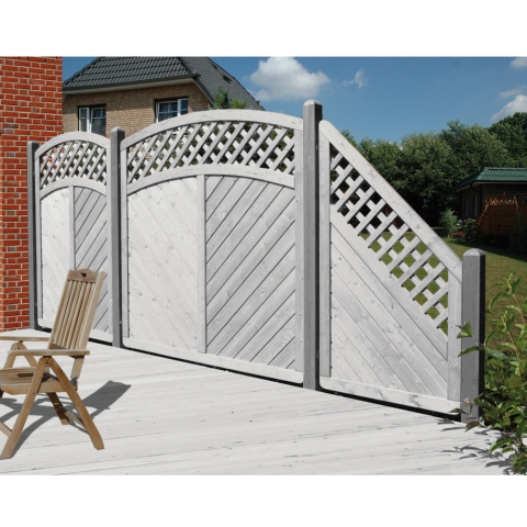 Sichtschutzzaun Lyon Fichte farbbehandelt Grau 180-180-165cm mit Rankgitter