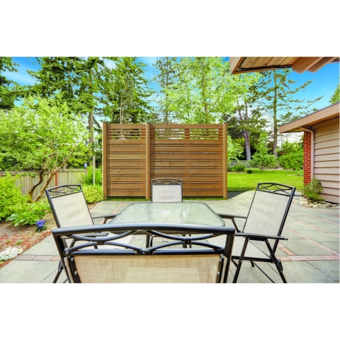 Sichtschutzzaun Calabria mit Ziergitter L&auml;rche 180x180cm