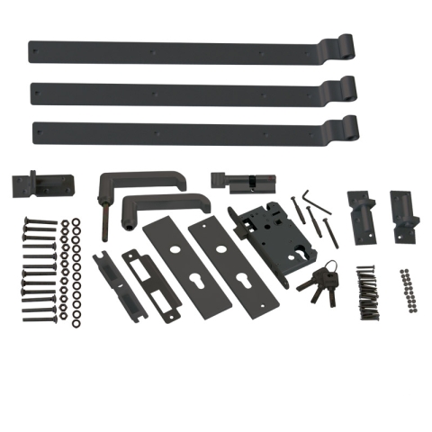 Torbeschlag Anthrazit pulverbeschichtet f&uuml;r Elephant Stripes Black Gartent&uuml;r