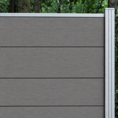 Elephant Steckzaun Fusion MAX WPC steingrau, Leiste silber 180x174cm
