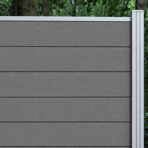 Elephant Steckzaun Fusion 200 WPC steingrau, Leiste silber 180x188cm