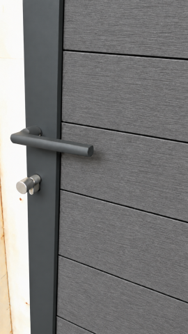 Elephant Steckzaun Fusion 200 WPC steingrau, Leiste silber 180x188cm