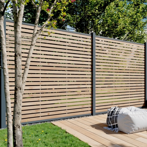 Sichtschutzzaun Nizza Thermoholz 180x180 Bausatz (4-teilig)