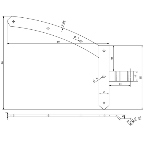 Beschlagssatz f&uuml;r Rundbogen-Einzeltore rechts Stahl galv. verz. schwarz