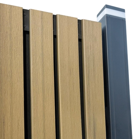 Elephant Zaun WPC Dark Line Stripes Black Eiche 180x180cm co-extrudiert